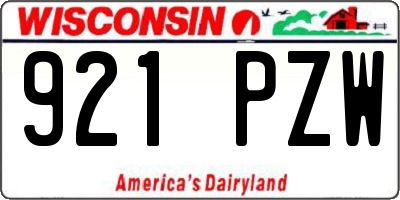 WI license plate 921PZW