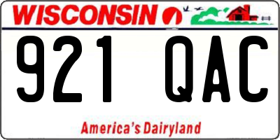 WI license plate 921QAC
