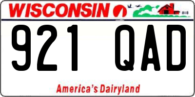 WI license plate 921QAD