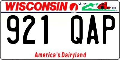 WI license plate 921QAP