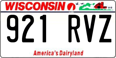 WI license plate 921RVZ