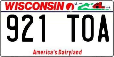 WI license plate 921TOA