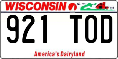 WI license plate 921TOD
