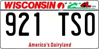 WI license plate 921TSO