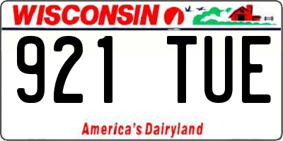 WI license plate 921TUE