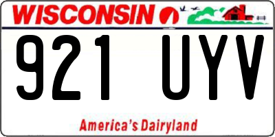 WI license plate 921UYV