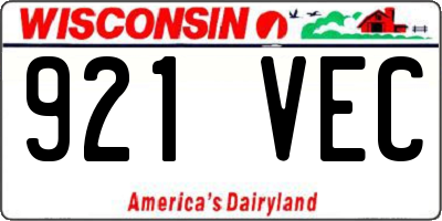 WI license plate 921VEC