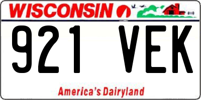 WI license plate 921VEK