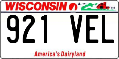 WI license plate 921VEL