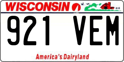 WI license plate 921VEM