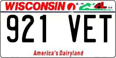WI license plate 921VET
