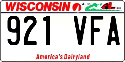 WI license plate 921VFA