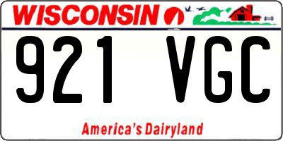 WI license plate 921VGC