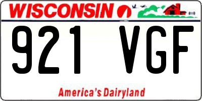 WI license plate 921VGF