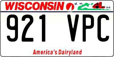 WI license plate 921VPC