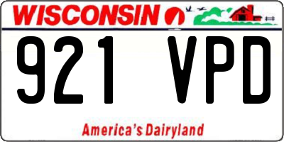 WI license plate 921VPD