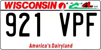 WI license plate 921VPF
