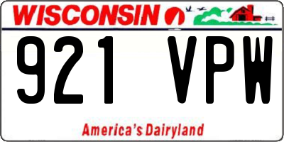 WI license plate 921VPW