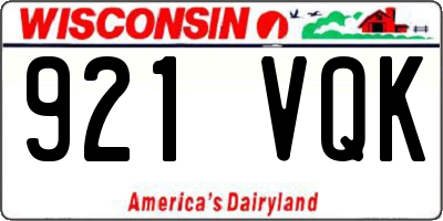 WI license plate 921VQK
