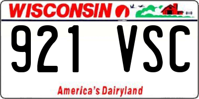 WI license plate 921VSC