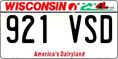 WI license plate 921VSD