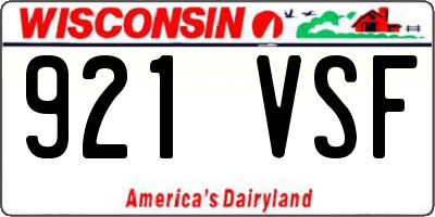 WI license plate 921VSF
