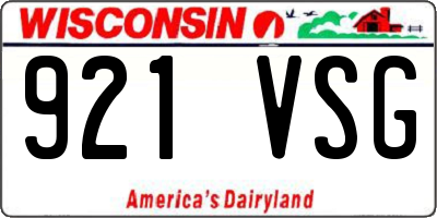 WI license plate 921VSG