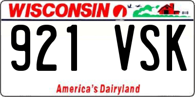 WI license plate 921VSK