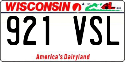 WI license plate 921VSL