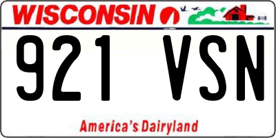 WI license plate 921VSN