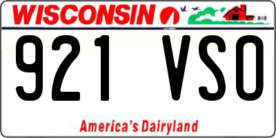WI license plate 921VSO