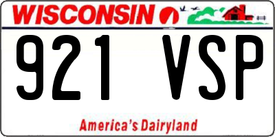 WI license plate 921VSP