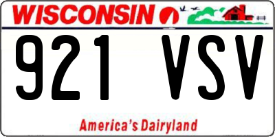 WI license plate 921VSV