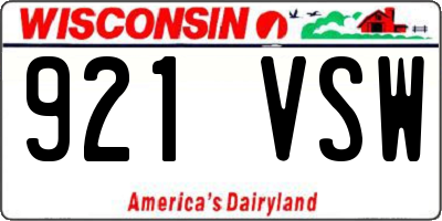 WI license plate 921VSW