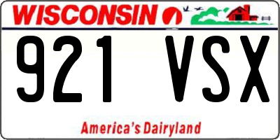 WI license plate 921VSX