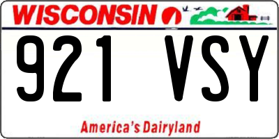 WI license plate 921VSY