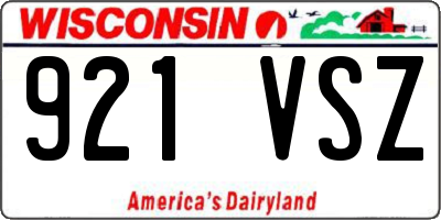WI license plate 921VSZ
