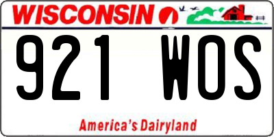 WI license plate 921WOS