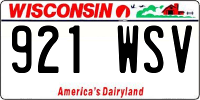WI license plate 921WSV