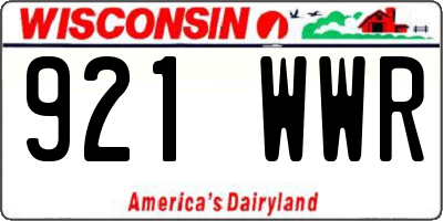 WI license plate 921WWR