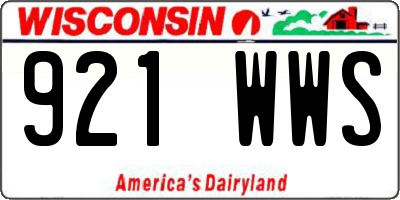 WI license plate 921WWS