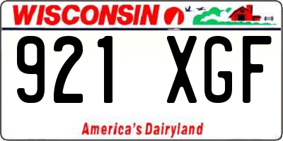 WI license plate 921XGF