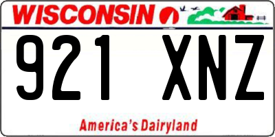 WI license plate 921XNZ