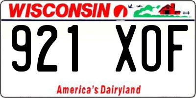 WI license plate 921XOF