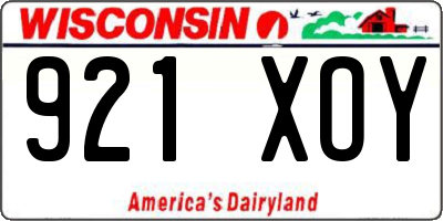 WI license plate 921XOY