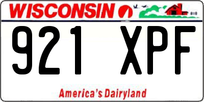 WI license plate 921XPF