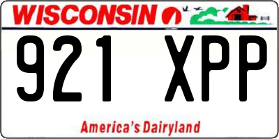 WI license plate 921XPP