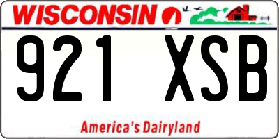 WI license plate 921XSB