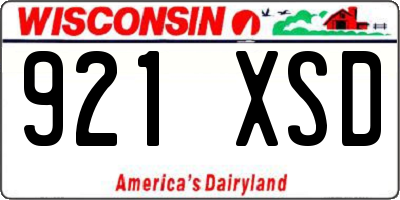 WI license plate 921XSD