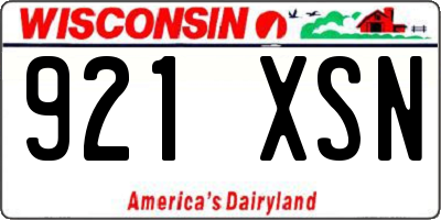 WI license plate 921XSN